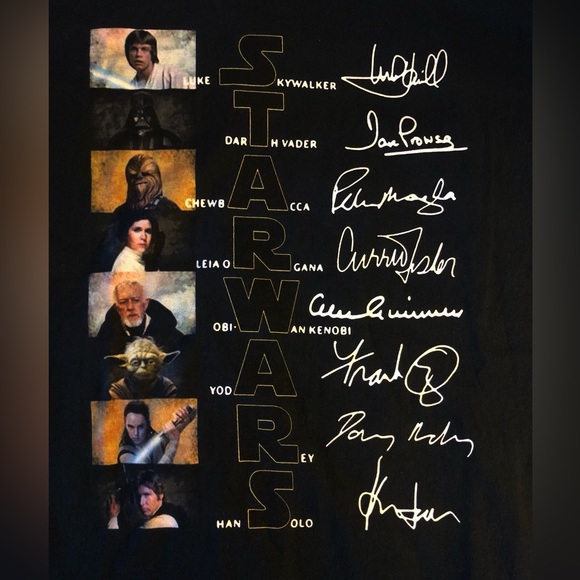 STAR WARS Actors’ Signatures Tshirt Men’s L actors Signatures 1977-2023 Movies - Picture 5 of 8
